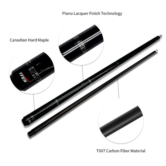 JIAN YING YFEN Carbon Fiber 1/2 Billiard Cue 58 - inch 11.8mm Tip for Home & Club Use High - Quality Pool Stick - JIAN YING CuesJIAN YING YFEN Carbon Fiber 1/2 Billiard Cue 58 - inch 11.8mm Tip for Home & Club Use High - Quality Pool StickJIAN YING Cues