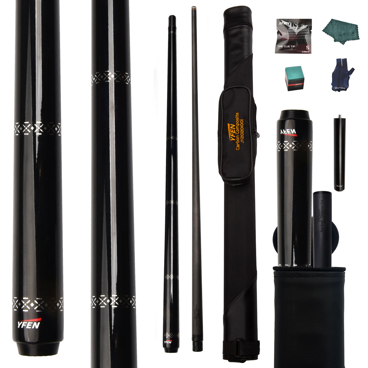JIAN YING YFEN Carbon Fiber 1/2 Billiard Cue 58-inch 11.8mm Tip for Home & Club Use High-Quality Pool Stick - JIAN YING Cues