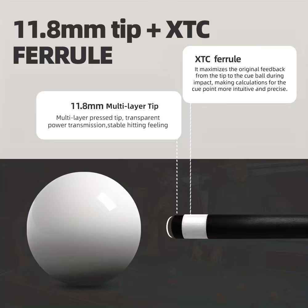 JIANYING YFEN High-Grade Metal Carbon Fiber Pool Cue Stick Set-11.8mm/12.5mm Tip,Top-Quality Carbon Fiber Billiard Stick with Free Accessories（副本）