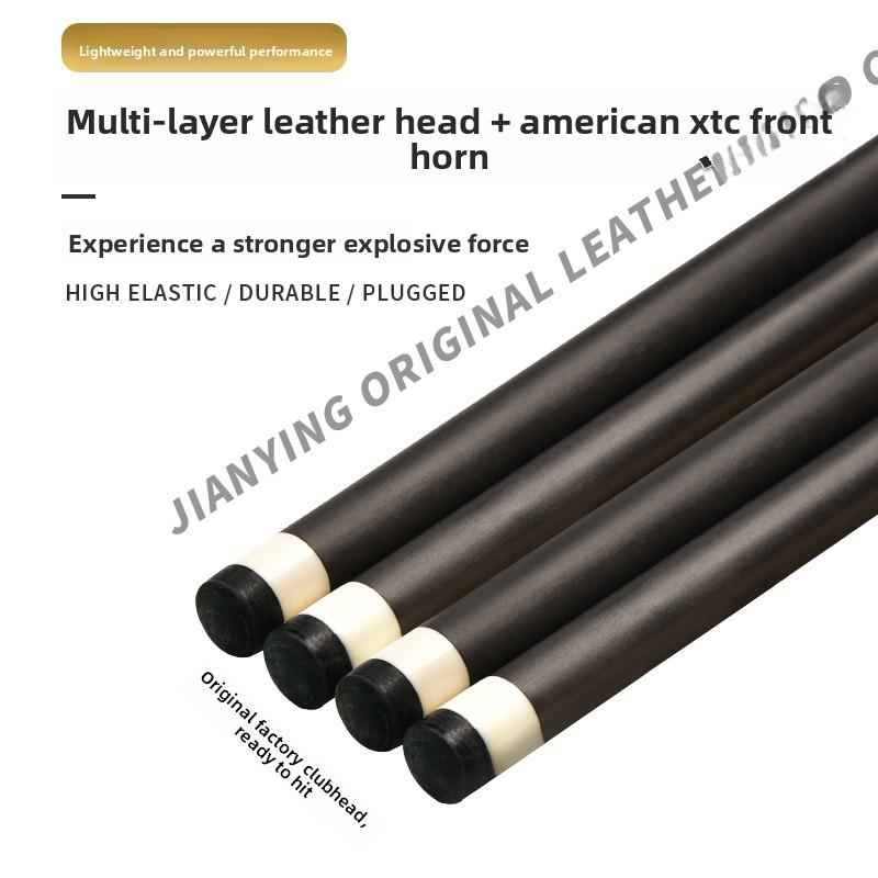 Carbon-Fiber Pool Cue LD Shaft with 1/2 Joint for Spin Control - Heavy-Duty Black Shell Inlaid Leather Grip, Water-Resistant & Splice-Proof Tip (11.8mm) w/ Extension - Professional Billiard Cue Stick