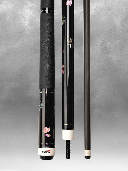 Carbon-Fiber Pool Cue LD Shaft with 1/2 Joint for Spin Control - Heavy-Duty Black Shell Inlaid Leather Grip, Water-Resistant & Splice-Proof Tip (11.8mm) w/ Extension - Professional Billiard Cue Stick