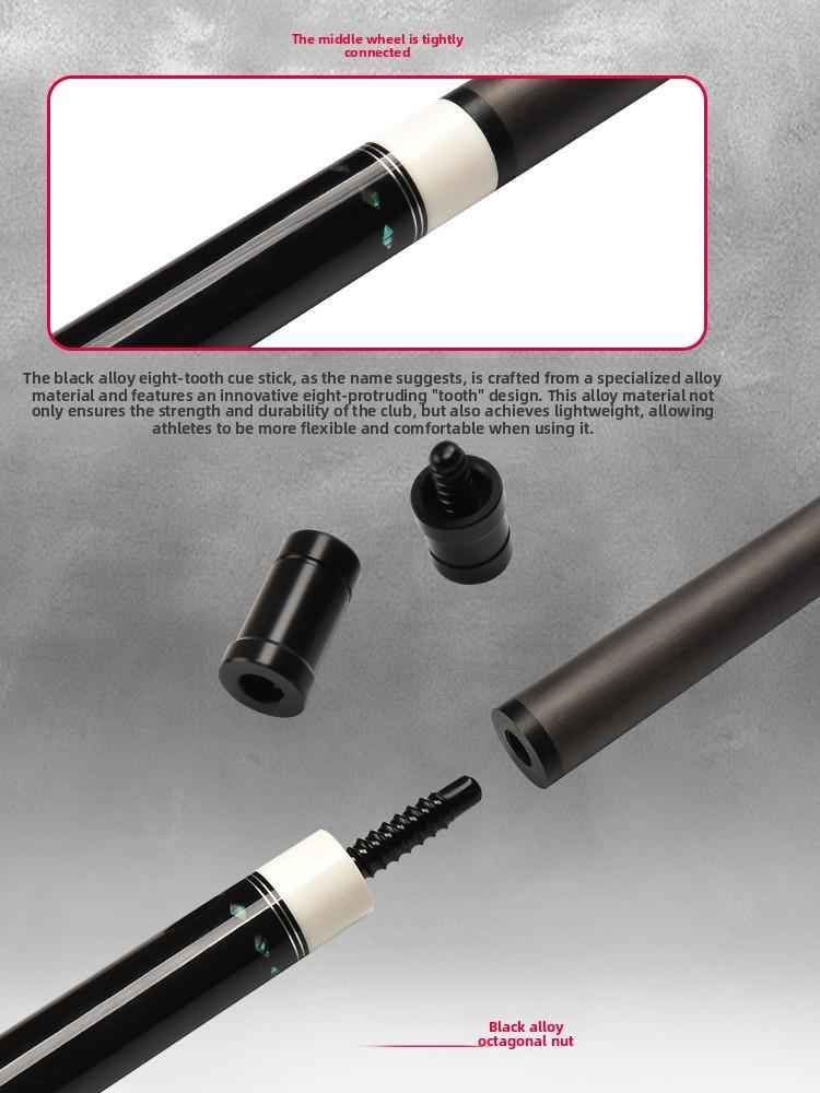 Carbon-Fiber Pool Cue LD Shaft with 1/2 Joint for Spin Control - Heavy-Duty Black Shell Inlaid Leather Grip, Water-Resistant & Splice-Proof Tip (11.8mm) w/ Extension - Professional Billiard Cue Stick