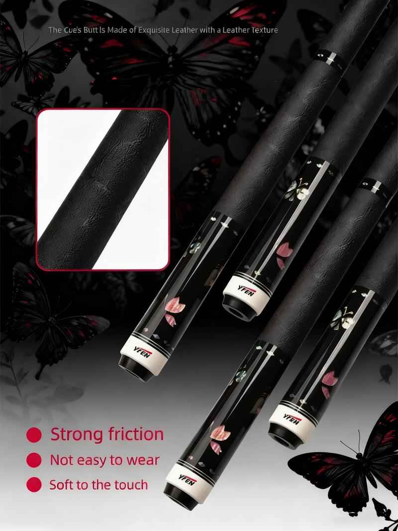 Carbon-Fiber Pool Cue LD Shaft with 1/2 Joint for Spin Control - Heavy-Duty Black Shell Inlaid Leather Grip, Water-Resistant & Splice-Proof Tip (11.8mm) w/ Extension - Professional Billiard Cue Stick