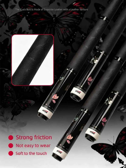 Carbon-Fiber Pool Cue LD Shaft with 1/2 Joint for Spin Control - Heavy-Duty Black Shell Inlaid Leather Grip, Water-Resistant & Splice-Proof Tip (11.8mm) w/ Extension - Professional Billiard Cue Stick
