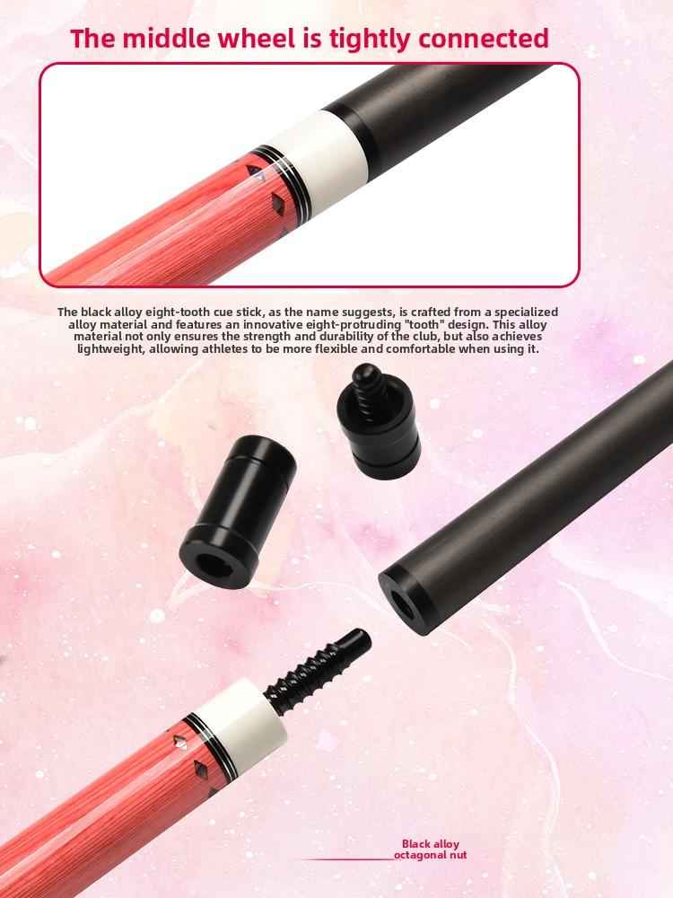 Carbon-Fiber Pool Cue LD Shaft with 1/2 Joint for Spin Control - Heavy-Duty Black Shell Inlaid Leather Grip, Water-Resistant & Splice-Proof Tip (11.8mm) w/ Extension - Professional Billiard Cue Stick