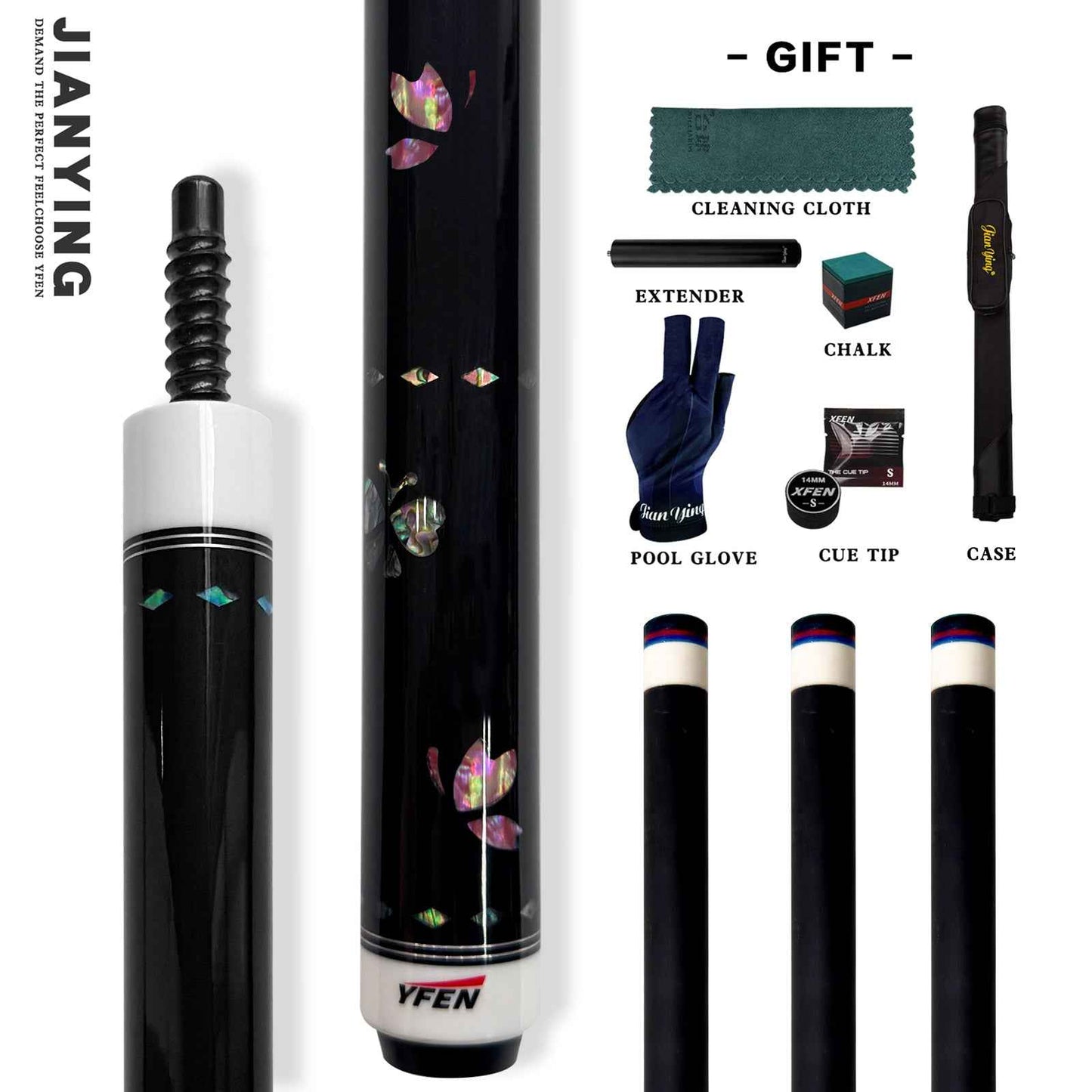 Carbon - Fiber Pool Cue LD Shaft with 1/2 Joint for Spin Control - Heavy - Duty Black Shell Inlaid Leather Grip, Water - Resistant & Splice - Proof Tip (11.8mm) w/ Extension - Professional Billiard Cue Stick - JIAN YING CuesCarbon - Fiber Pool Cue LD Shaft with 1/2 Joint for Spin Control - Heavy - Duty Black Shell Inlaid Leather Grip, Water - Resistant & Splice - Proof Tip (11.8mm) w/ Extension - Professional Billiard Cue Stick球杆JIAN YING Cues