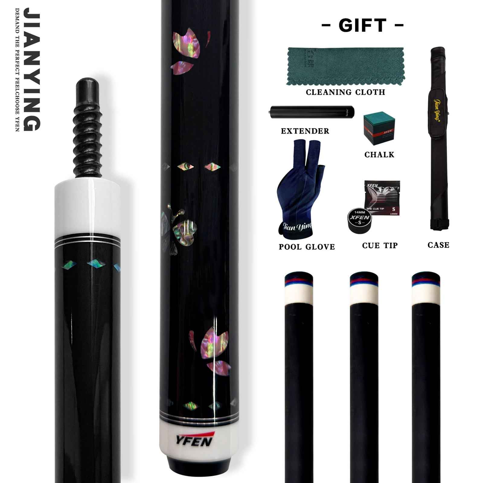 Carbon - Fiber Pool Cue LD Shaft with 1/2 Joint for Spin Control - Heavy - Duty Black Shell Inlaid Leather Grip, Water - Resistant & Splice - Proof Tip (11.8mm) w/ Extension - Professional Billiard Cue Stick - JIAN YING CuesCarbon - Fiber Pool Cue LD Shaft with 1/2 Joint for Spin Control - Heavy - Duty Black Shell Inlaid Leather Grip, Water - Resistant & Splice - Proof Tip (11.8mm) w/ Extension - Professional Billiard Cue Stick球杆JIAN YING Cues