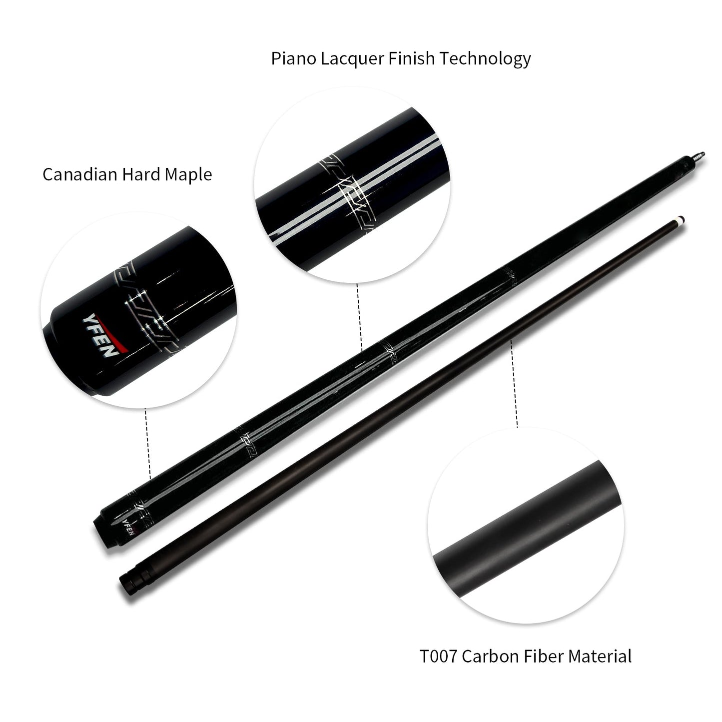 JIAN YING YFEN Carbon Fiber 1/2 Billiard Cue 58 - inch 11.8mm Tip for Home & Club Use High - Quality Pool Stick - JIAN YING CuesJIAN YING YFEN Carbon Fiber 1/2 Billiard Cue 58 - inch 11.8mm Tip for Home & Club Use High - Quality Pool StickJIAN YING Cues