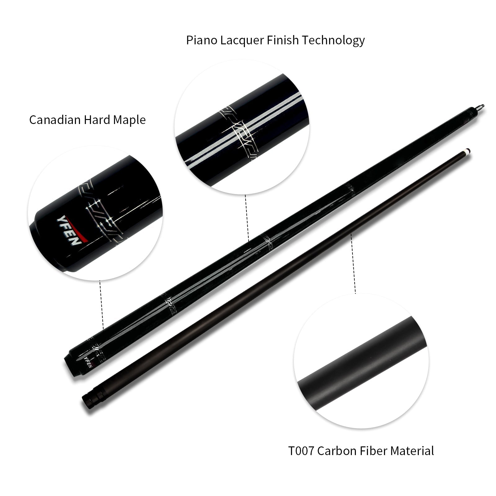 JIAN YING YFEN Carbon Fiber 1/2 Billiard Cue 58 - inch 11.8mm Tip for Home & Club Use High - Quality Pool Stick - JIAN YING CuesJIAN YING YFEN Carbon Fiber 1/2 Billiard Cue 58 - inch 11.8mm Tip for Home & Club Use High - Quality Pool StickJIAN YING Cues