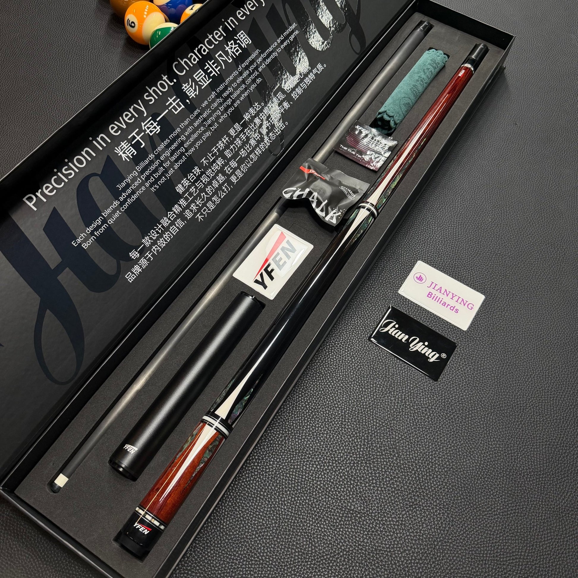 Luxury Collection Paua Shell Inlay Billiard Cue – Dual - Grain Lignum Vitae & Ebony, Carbon Fiber Shaft - JIAN YING CuesLuxury Collection Paua Shell Inlay Billiard Cue – Dual - Grain Lignum Vitae & Ebony, Carbon Fiber Shaft球杆JIAN YING