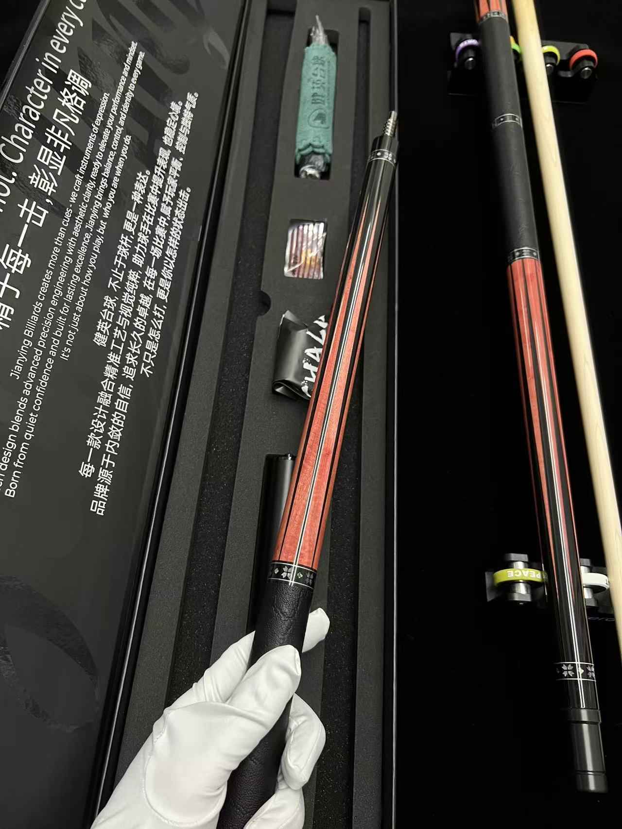 Precision Handcrafted Pink Ivory Wood & Ebony Inlay Pool Cue, Cowhide Leather Grip, Four - Core Butt, 11.8mm Tip - JIAN YING CuesPrecision Handcrafted Pink Ivory Wood & Ebony Inlay Pool Cue, Cowhide Leather Grip, Four - Core Butt, 11.8mm Tip球杆JIAN YING